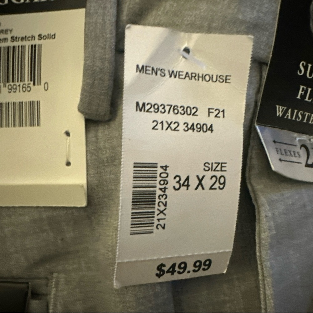 NWT Haggar Dress Pants Men’s Size 34x29 Grey Slim Fit Stretch Flex Waistband - Picture 5 of 6